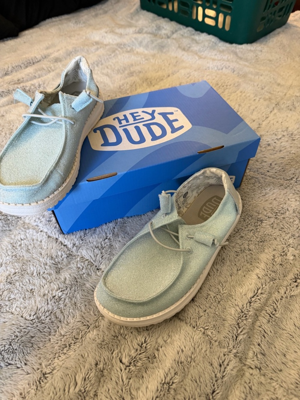 Hey Dude Women’s Wendy  Glitter Light Blue Casual Shoes size 7